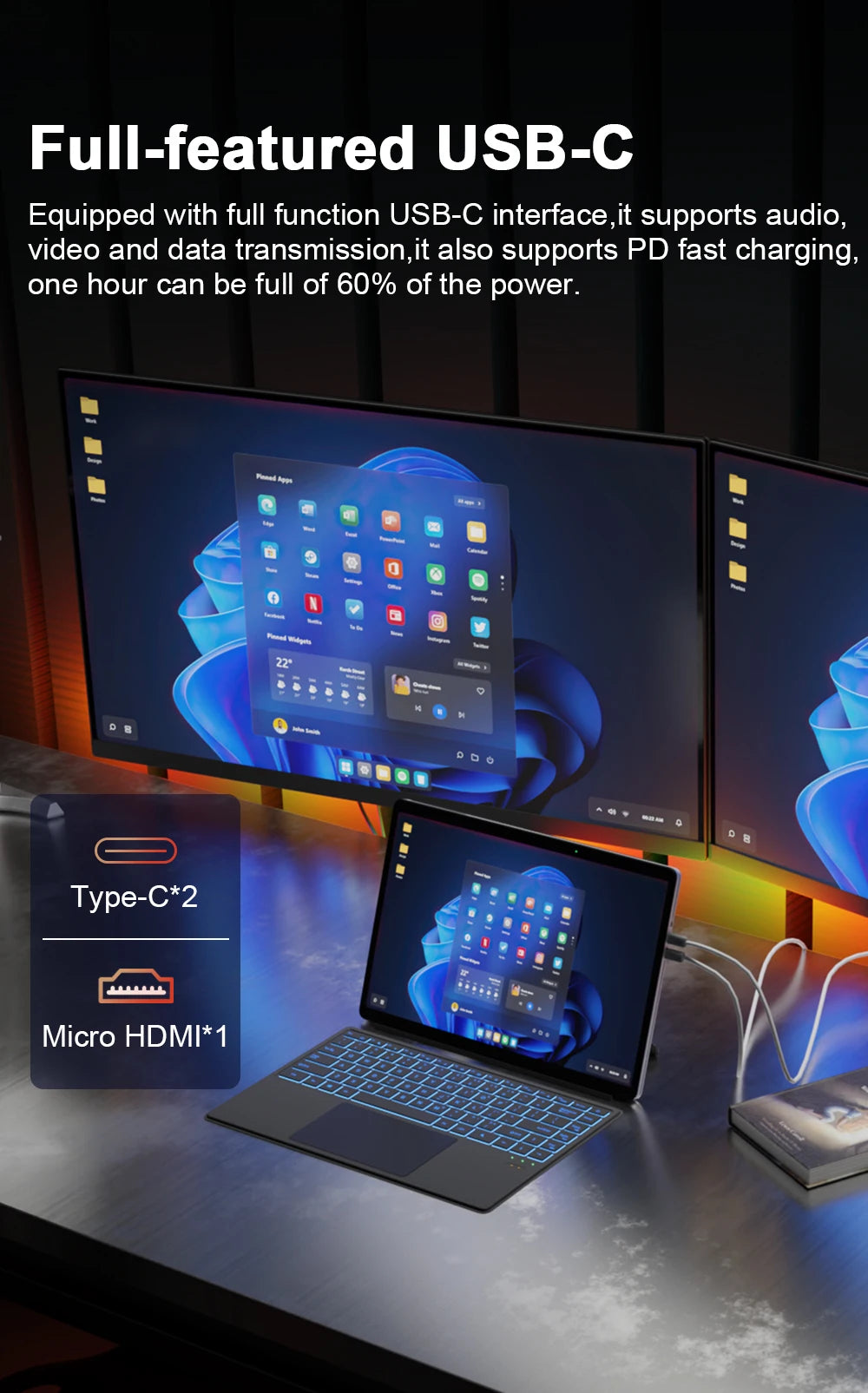 Ninkear T40 Laptop Touchscreen 2 in 1 Tablet Intel N100 14 Inch Fhd 16Gb Ddr5+512Gb Ssd Wifi 6 Rgb Backlit Keyboard with Stylus