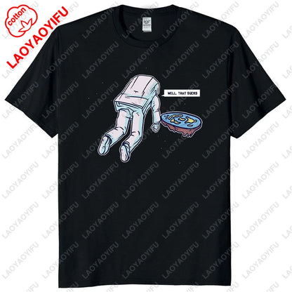 Funny Flat Earth Astronaut Well That Sucks T-Shirt Retro Male T Shirts Summer Breathable Outdoors Woman Man Graphic T Shirts