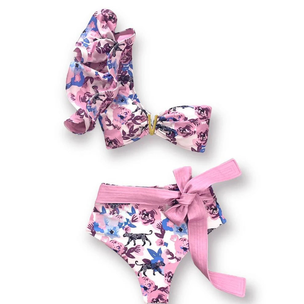 New Sexy Brazilian Bikini Set Ruffle Swimwear Women Push Up Swimsuit High Waist Print Floral Bathing Suit Biquini Female