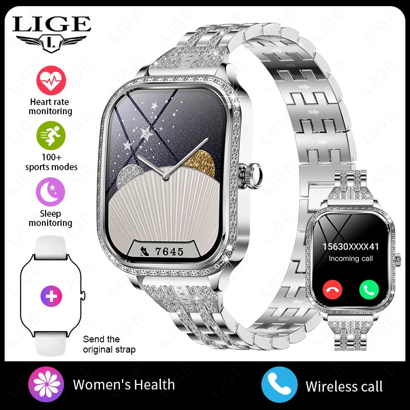 2026 Fashion Women Smart Watch Bluetooth Call Custom Watch Face Fitness Tracker IP68 Waterproof Smartwatch Woman for Android IOS