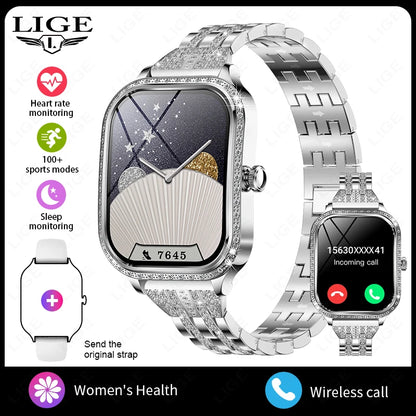 2026 Fashion Women Smart Watch Bluetooth Call Custom Watch Face Fitness Tracker IP68 Waterproof Smartwatch Woman for Android IOS