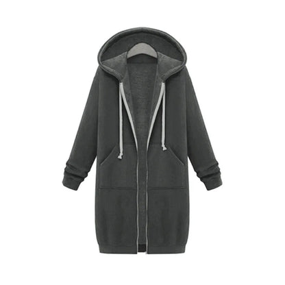 Solid Color Pocket Long Sweatshirt Coat