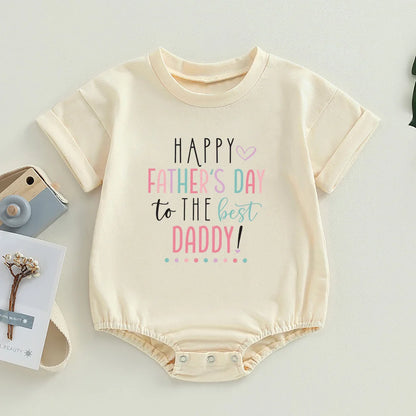 Happy Father's Day To The Best Daddy Baby Retro Bubble Romper Baby Boy Girl Fathers Day Outfits Baby Shower Gifts