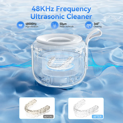 KUNPHY Dental Pod Ultrasonic Retainer Cleaner Machine 200ML with UV 3 Modes for Aligner Nightguard Mouth Guard Oral Dental Care