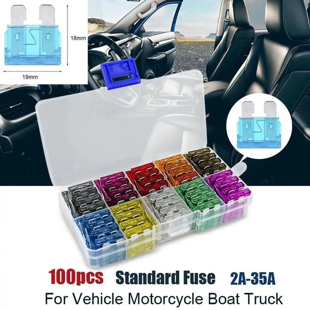50/100pcs Automotive Fuses Fuses Automotive Fuses 2A/3A/5A/7.5A/10A/15A/20A/25A/30A/35A Amp Automotive Repair Tools