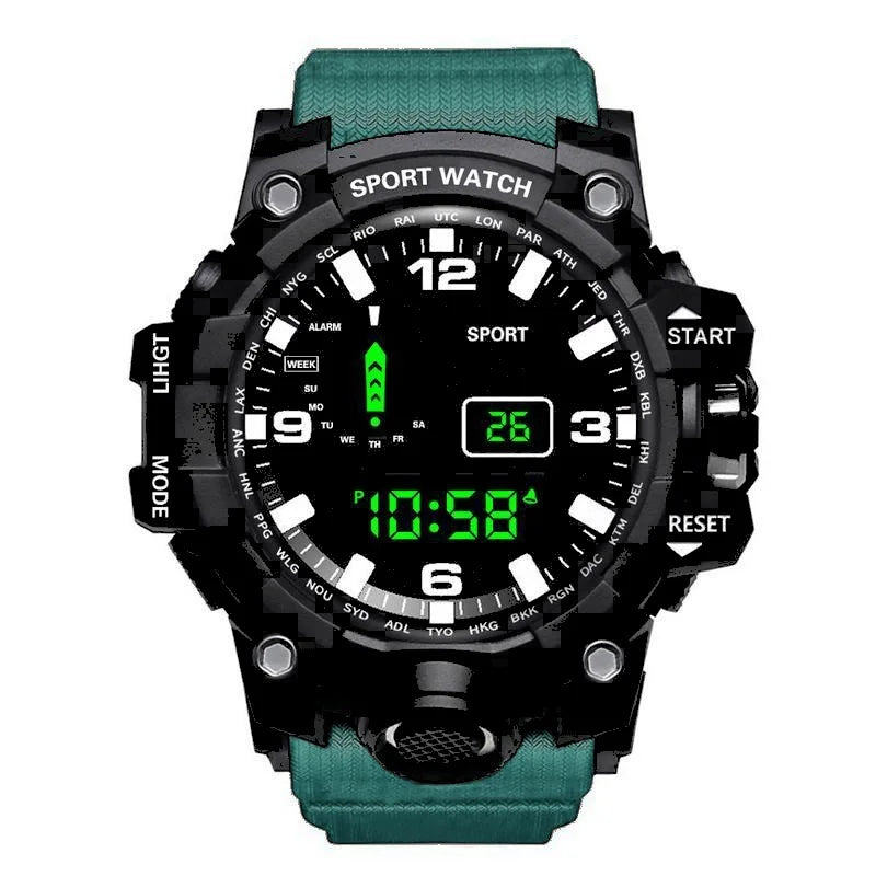 YIKAZE Sports Watch Men's LED Digital Watches Multifunction Military Clock Big Dial Waterproof Fitness Electronic Watch For Man