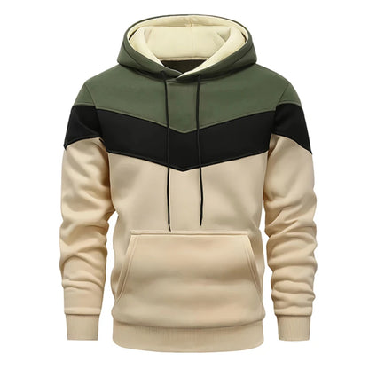 Autumn Winter Fashion Tracksuit Tricolor Hoodies and Black Sweatpants High Quality Male Daily Casual Sports Hooded Jogging Suit