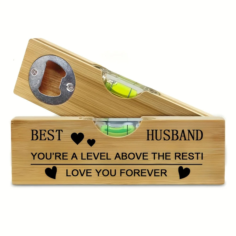 Father's Love Wooden Bottle Opener - Practical Creative Durable Gift for Father's Day Birthday Camping Outdoor Essential
