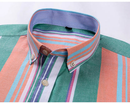 Men's Oxford Long Sleeve Shirt 100% Cotton Wrinkle Resistant & Breathable, Solid Plaid Striped Comfort Casual Button-down Shirts