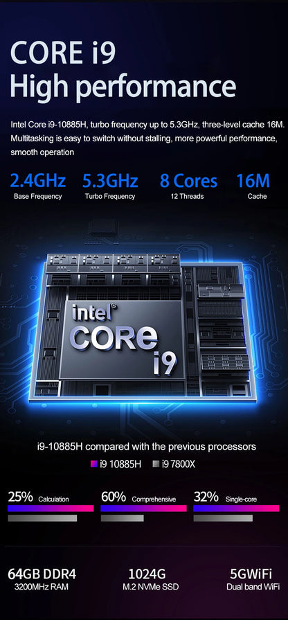 16.1 Inch Gaming Laptop Computer RTX4050 6G Intel Core i9-13900H i9-10885H windows11 RAM Max 64GB DDR4 2*M.2 NVME 4TB SSD WiFi