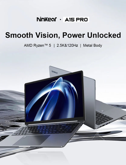 Ninkear A15 Pro Laptop AMD Ryzen 5,16 inch 120Hz 2560*1600 Display Screen 16GB 1TB Fingerprint Unlock Notebook Computer