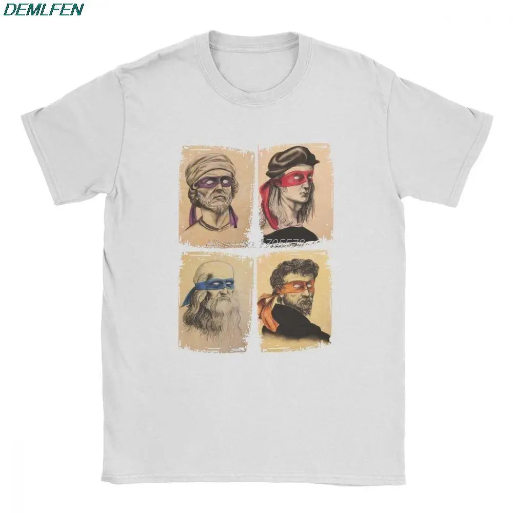 Science Turtles T-Shirt Men Mutant Ninja Short Sleeve Humor Tee Shirt O-Neck Cotton Funny Tops Printed Graphic T Shirt