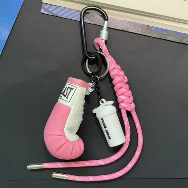 Mini Yoga Foam Roller Keychain Fashion DIY Boxing Gloves Dumbbell Keychain Sports Bag Pendant Fitness Enthusiast Gift