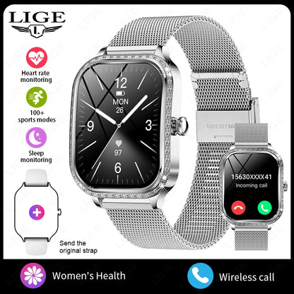 2026 Fashion Women Smart Watch Bluetooth Call Custom Watch Face Fitness Tracker IP68 Waterproof Smartwatch Woman for Android IOS