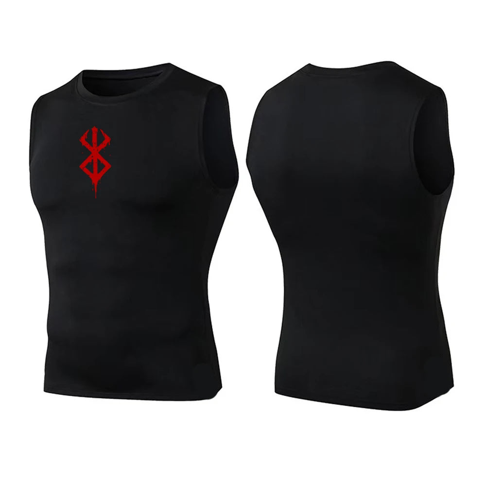 Compression Sleeveless Shirt Men Gym Fitness Basketball Sport Vest Manga Tight Tank Mesh Quick Drying Top Breathable Summer Male