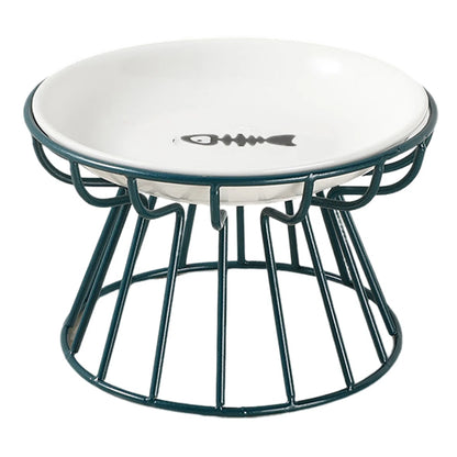 Pet ceramic bowl, tall cat food bowl, snack canister dish, cat food bowl with neck protection and anti-toppling function