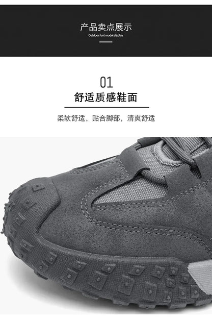 Sneakers for Men High Quality Thick Soled Work Strap Outdoor Mountaineering Anti Slip Platform Wear-resistant Casual Sport Shoes