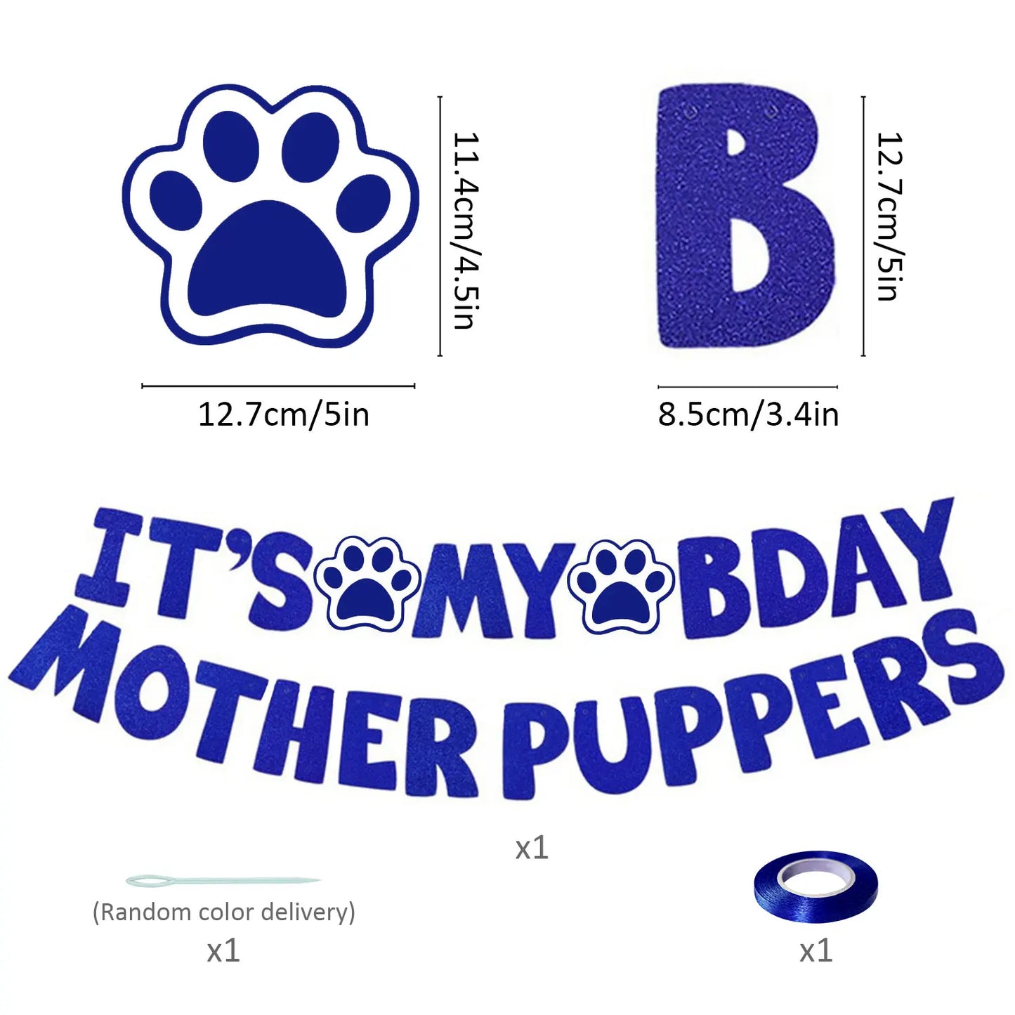 It's My Bday Motherpuppers, Funny Dog Birthday Banner, Paw Party Bunting Sign, Puppy Dog Pennant Decor