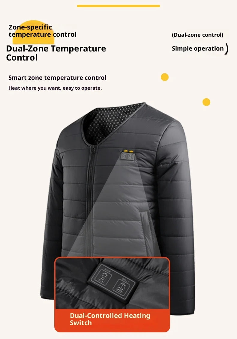 Smart Heating Cotton Jacket V-Neck Inner Wear 24 Zones Electric Thermal Insulation Clothes Motorcycle Riding Vest Heat Retention