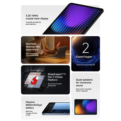 Global Version Xiaomi Pad 7 Tablet 11.2" 3.2K Display Snapdragon 7+ Gen 3 Octa-core CPU 8850mAh 13MP Camera 144Hz 45W Charging