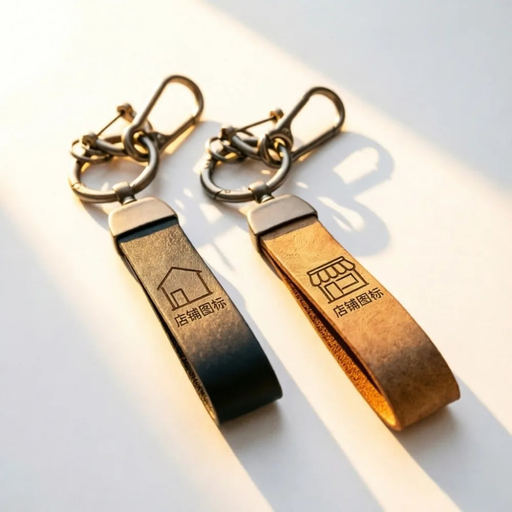 Custom Leather Father Day Dad Gifts Key Ring Camping Hiking Company Package Day BackpackWholesale Chain Bag Car Trinkets Bulk