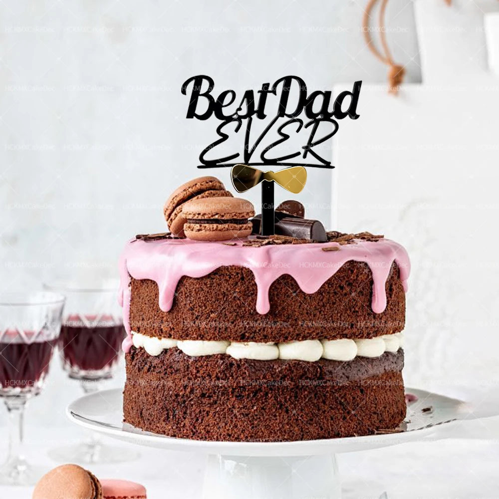 3pcs Acrylic Best Dad Ever Happy Father's Day Cake Toppers for Celebration Father's Day Dad's Birthday Party DIY Cake Decoration