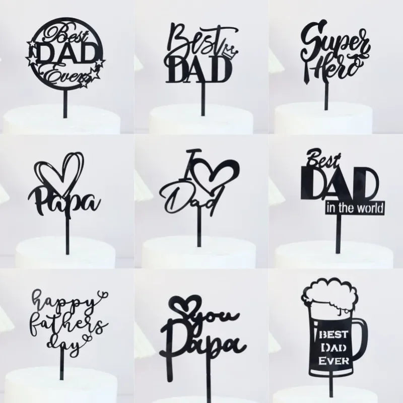 New Dad's Happy Birthday Cake Topper Golden Beer Super Dad High-grade Acrylic Father's Day Party Cake Toppers Dessert Decoration
