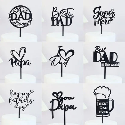 New Dad's Happy Birthday Cake Topper Golden Beer Super Dad High-grade Acrylic Father's Day Party Cake Toppers Dessert Decoration