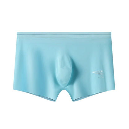 Fashion Men's Underwear Ice Silk Seamless Solid Color Ultra-thin Breathable Boxers for Male Lingerie Bikini Panties