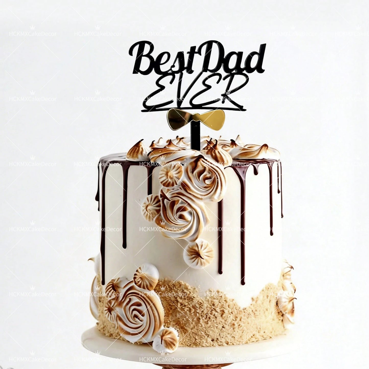 3pcs Happy Fathers Day Acrylic Cake Topper Set Best Dad Ever Cake Decor for Fathers Day Birthday Party Supplies