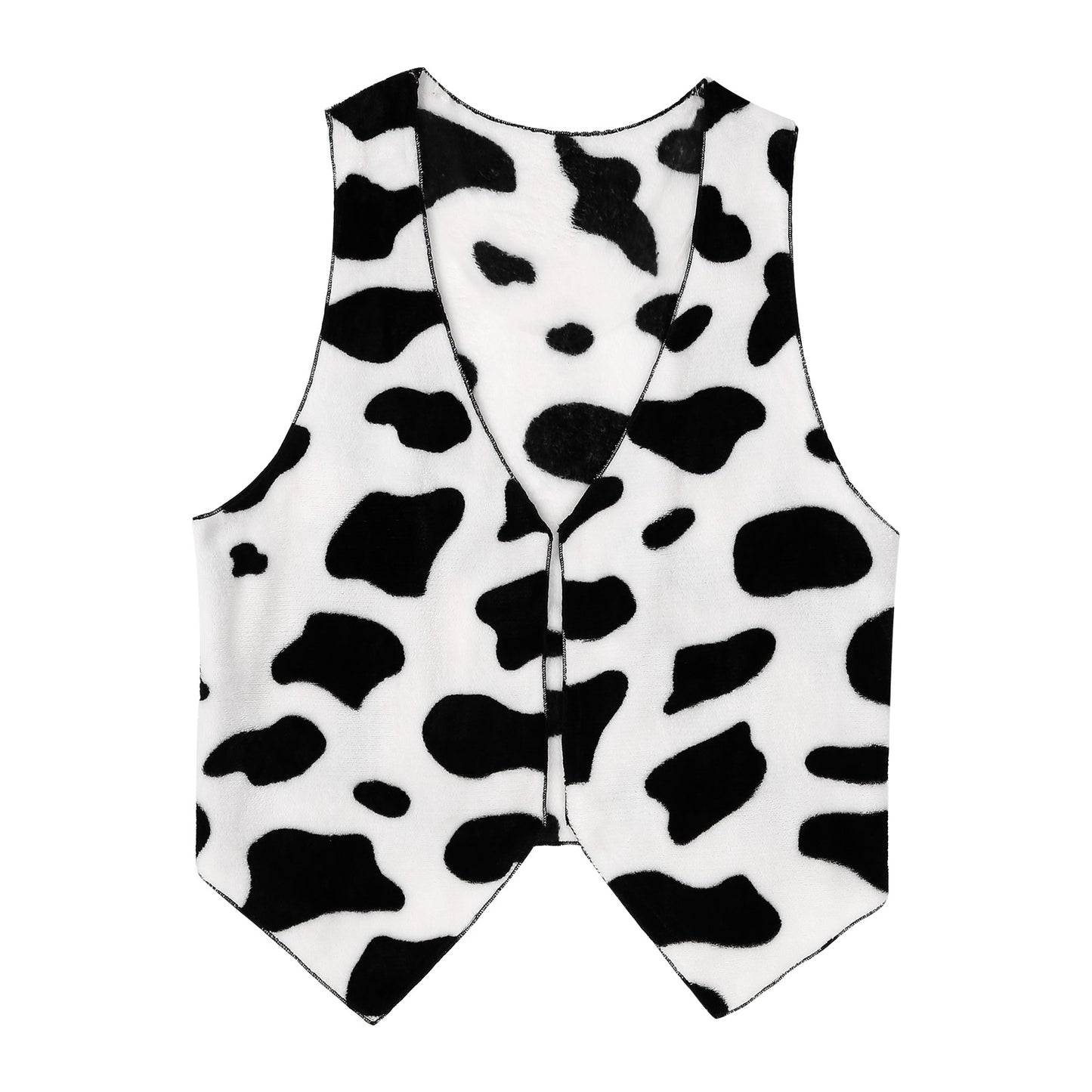 Men's Cow Print Vest Halloween Festival Cosplay Party Fancy Dress Up Sleeveless Open Front Waistcoat Vintage Hippie Costume Vest