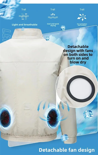 Smart Air Conditioned Jacket with Four Hole Fan Clothing Men's Outdoor Fishing Sun Protection Uniform Labor Protection Workwear