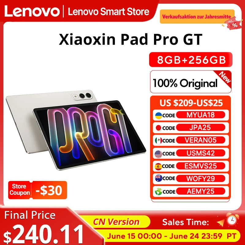 Origina Lenovo Xiaoxin Pad Pro GT Tablet CN Version 11.1'' 3.2K LCD 144Hz Display Snapdragon 8 Gen 3 8860mAh Android Pad PC
