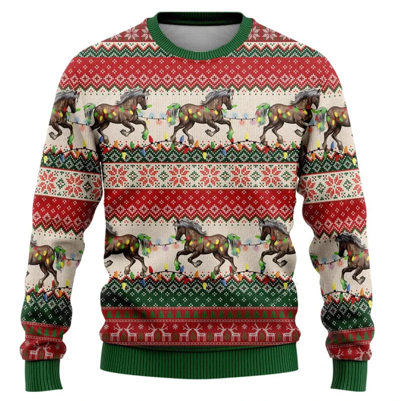 Ugly Christmas Sweater Women Men 3d Print Autumn Winter Pullover Cartoon Pattern Men Clothing New Casual Daily Wear Sweatshirts