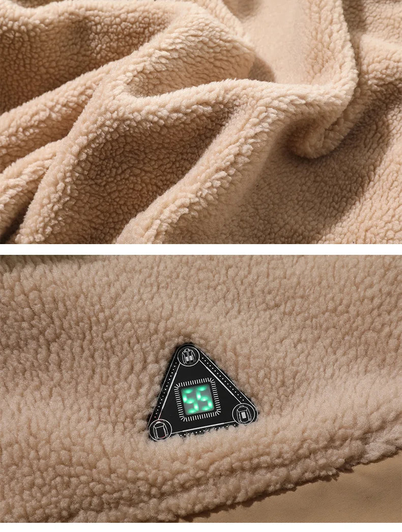 Smart Heating Jacket Men Women Electric Heating Winter Coat 3 Temp Control 4 Zone Heating Fleece Outdoor Ski Jacket for Hiking