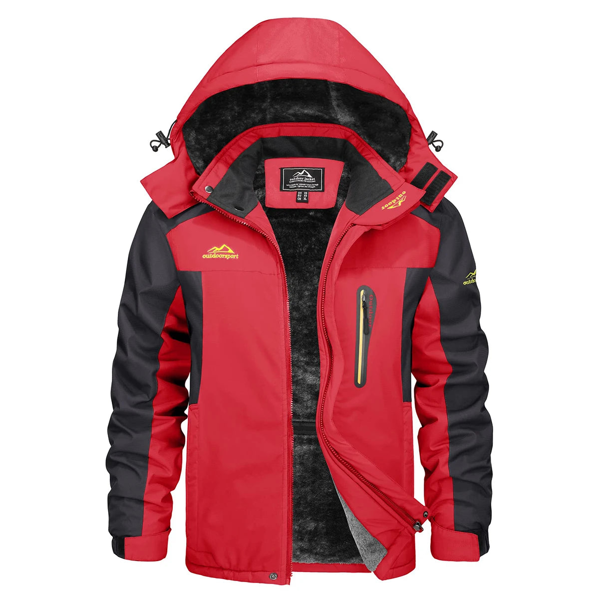 TACVASEN Men's Waterproof Ski Jacket Fleece Lining Warmth Parka Winter Snow Working Outdoors Hooded Coat Rain Shell Windbreaker