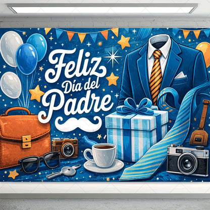 Spanish Happy Father's Day Decor Background I Love Dad Black Suit Tie Family Party Banner Photography Backdrop Supplies Props