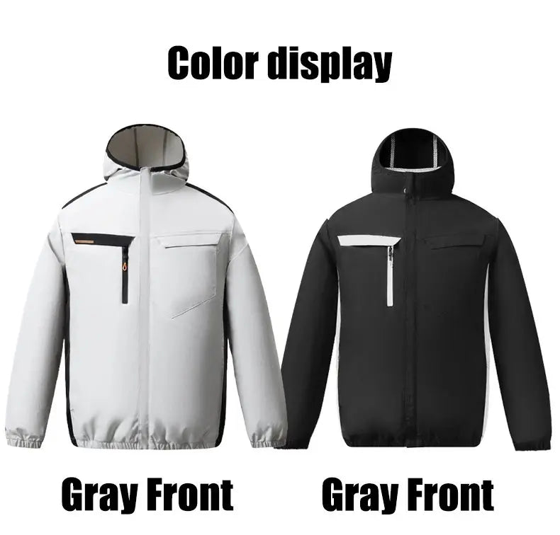 Summer Cooling Jacket Men Hooded Fan Jacket Heat Resistant Fan Air Conditioner Clothes Breathable Outdoor Fishing Fan Workwear