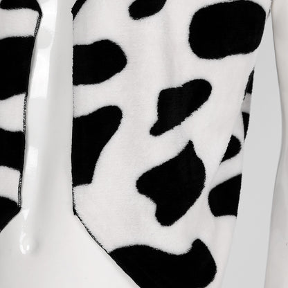 Men's Cow Print Vest Halloween Festival Cosplay Party Fancy Dress Up Sleeveless Open Front Waistcoat Vintage Hippie Costume Vest