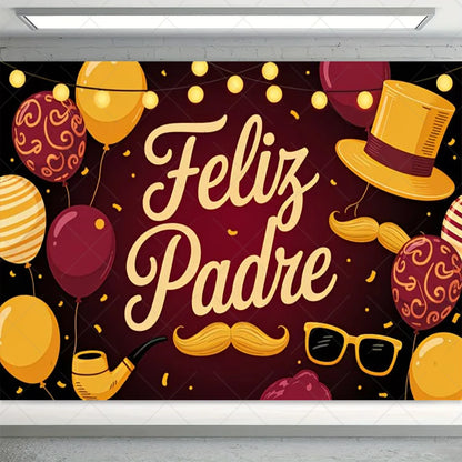 Spanish Happy Father's Day Decor Background I Love Dad Black Suit Tie Family Party Banner Photography Backdrop Supplies Props