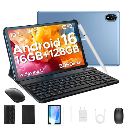 DOOGEE U10 Tablet 10.1" HD Display Android 16 16GB RAM 128GB ROM 5060mAh Large Battery Widevine L1 WiFi6 8MP+5MP Pad PC