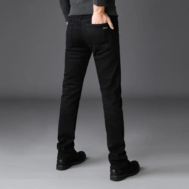 Stretch Black Biker Denim Jeans