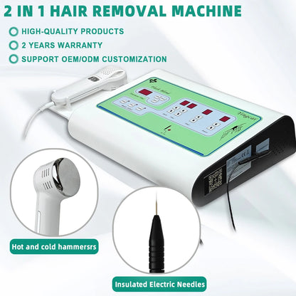2 in 1 Electrolysis Hair Removal Machine Painless Permanent Hair Remove Machine for Women Men Bikini Body Home Salon Use