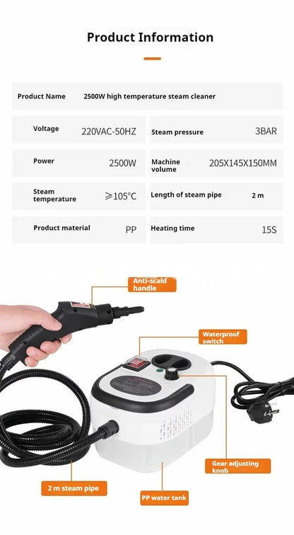 Steam Cleaner High Temperature Sterilization Air Conditioning Kitchen Hood Home /Car Steaming Cleaner 220V EU Plug