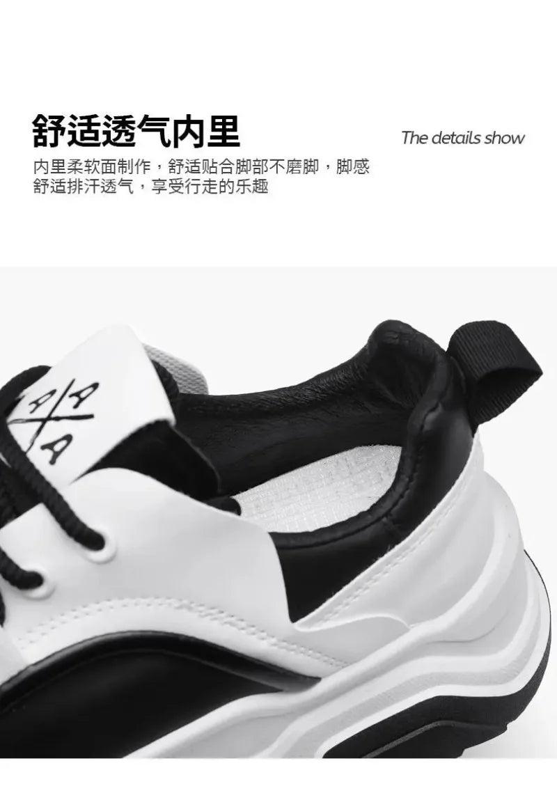 Sneakers for Men High Quality Leather Casual Shoes Thick-soled Vulcanized Shoes Lace Up Platform Tennis Shoes Chaussure Hommes