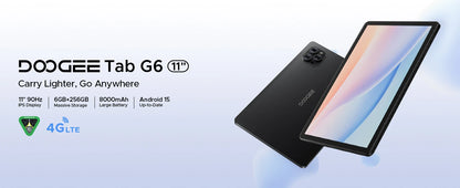 【Brand+】Doogee Tab G6 Tablet Pc 11 Inch Android 15 30Gb Ram(6+24) 256Gb Rom 8000Mah Battery Dual Speakers Support Widevine