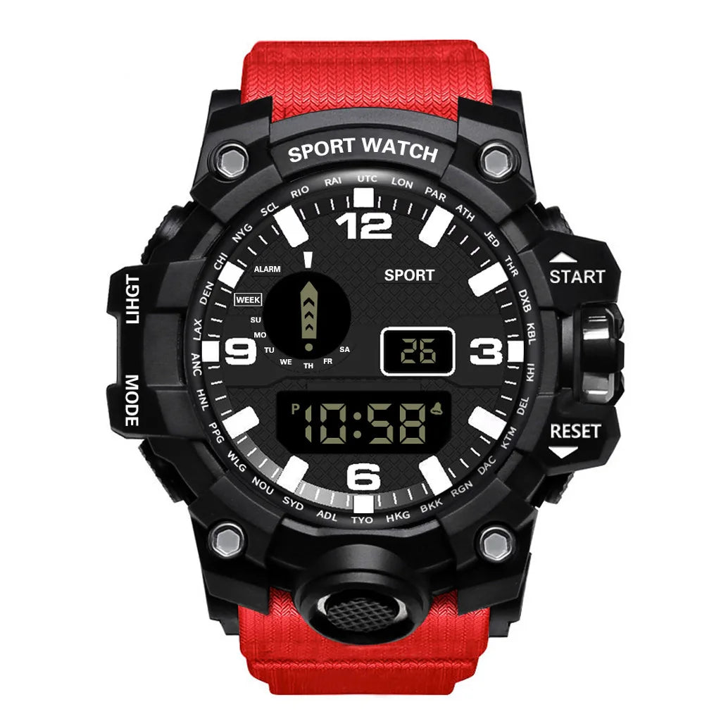 YIKAZE Sports Watch Men's LED Digital Watches Multifunction Military Clock Big Dial Waterproof Fitness Electronic Watch For Man