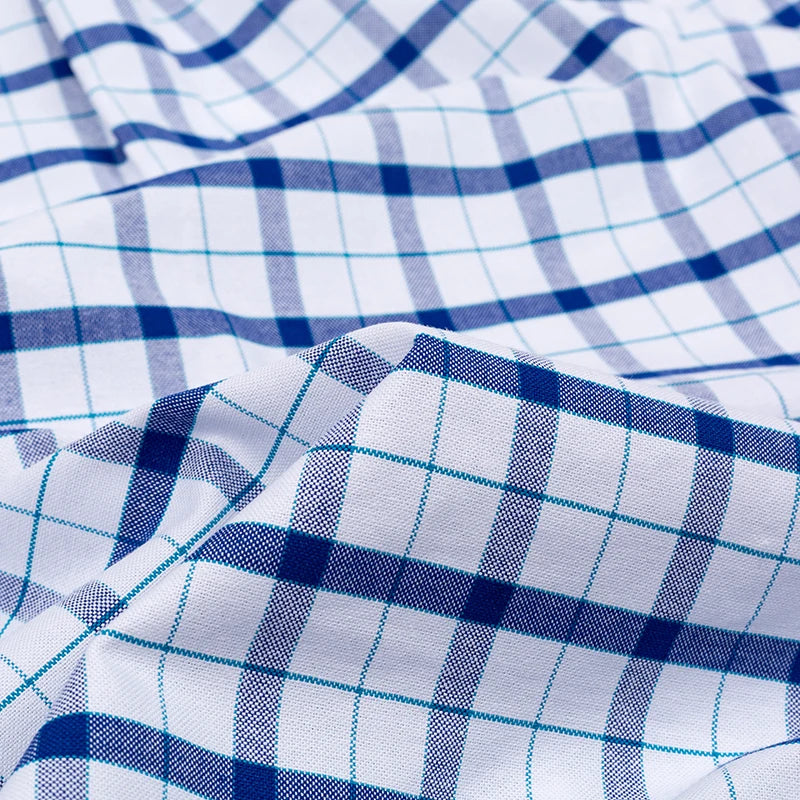 100% Pure Cotton Oxford Shirts for Men Long Sleeve Plaid Shirt Striped Male Business Checked Red Shirt Mans Designer Clothes 7XL