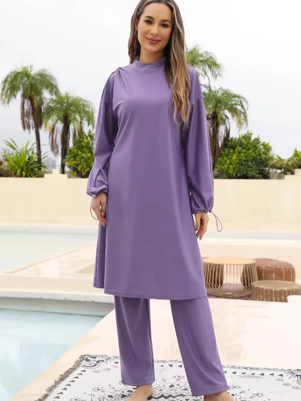 Abaya summer Muslim Swimwear Hijab Women Musulman 3pcs Swimsuit Muslim Swimming Suit Modest Swimwear 3 Pieces Sets Islamic 2025