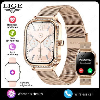 2026 Fashion Women Smart Watch Bluetooth Call Custom Watch Face Fitness Tracker IP68 Waterproof Smartwatch Woman for Android IOS